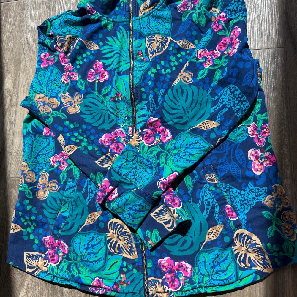 Lilly Pulitzer Floral Zip-Front Women's Jacket - Blue/Teal